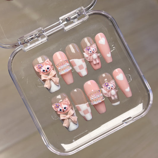 Pink LinaBell Square Nails | Handmade Press On Square Nails