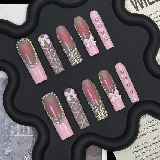 Y2K Party Girl Pink Coffin Nails | Handmade Press On Nails